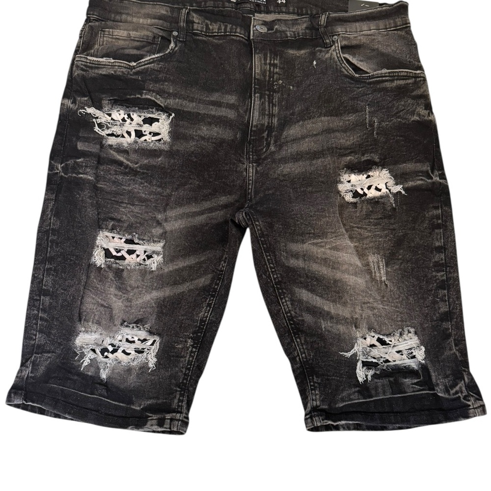 Dash of Pink Black Distressed Jean Shorts Vintage Style